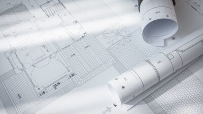 Construction plans of architectural project